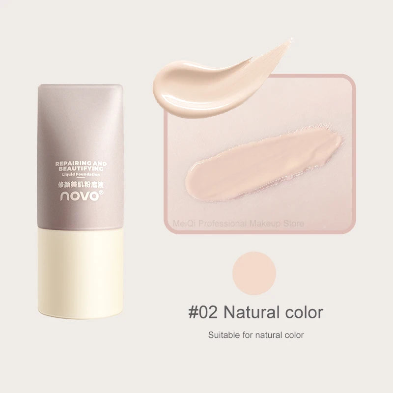 Base Líquida NOVO Soft Mist – Cobertura Alta, Glow Velvet, Longa Duração