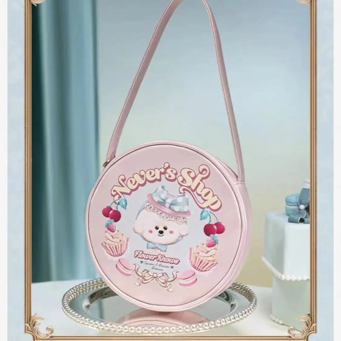 Espelho e Bolsa Flower Knows Never’s Shop – Elegância Fofa para Levar com Você