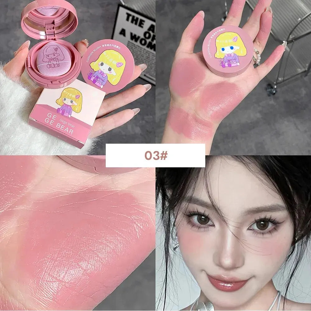Gege Bear Air Cushion Blusher – Blush Compacto com Puff | Edição Colecionável