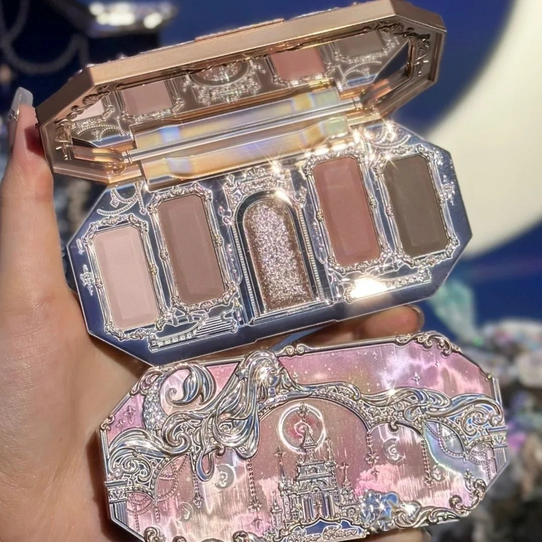 Moonlight Mermaid Palette – Flower Knows 5 Cores: Matte, Shimmer e Glitter com Efeito Camaleônico e Acabamento à Prova d’Água
