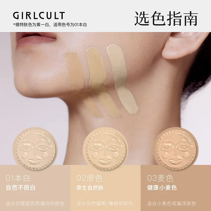 Base Compacta GirlCult Shimmer Air Cushion com Efeito Natural, Oil-Free e Longa Duração