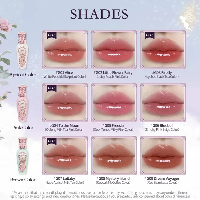 Lip Balm Gloss com Filme Protetor Flower Knows Midsummer Fairytales | Efeito Brilho Natural e Hidratação Profunda