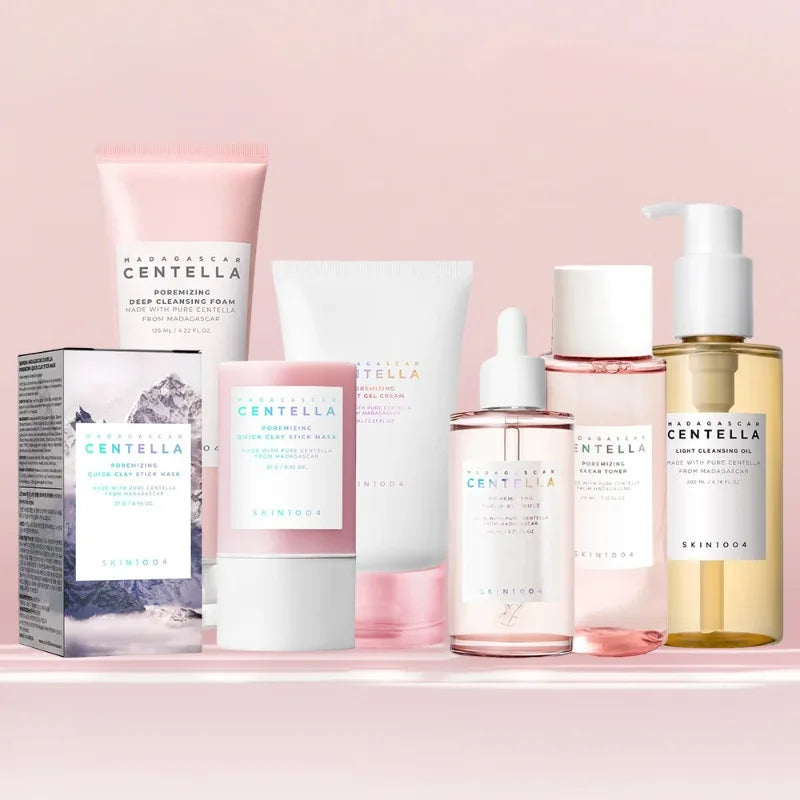 Kit Completo de Skincare Coreana com centella asiática e sal rosa