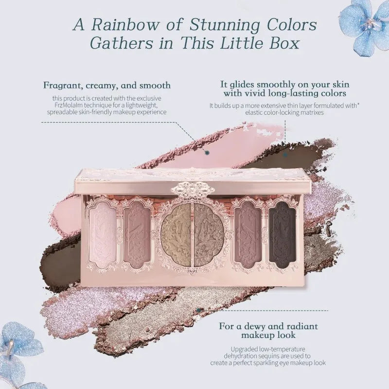 Paleta de Sombras Butterfly Cloud Flower Knows – Paleta 6 Cores Matte, Cintilante e Glitter