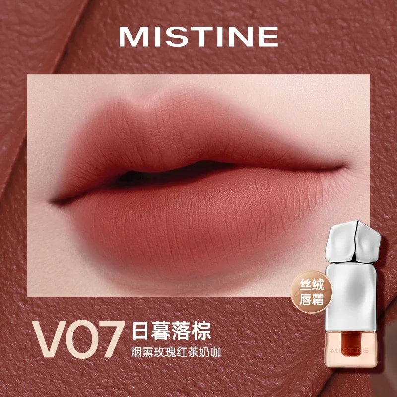 Batom Líquido Nude MISTINE com Efeito Matte Aveludado e Brilho Espelhado | Acabamento Glaze ou Jelly