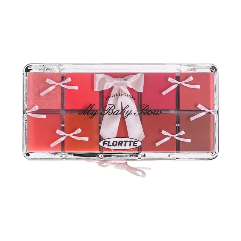 Paleta de Gloss Labial FLORTTE Peng Princess Jelly – 10 Cores Hidratantes
